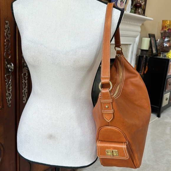 Lauren Ralph Lauren Classic Camel Leather Hobo - Picture 5 of 17